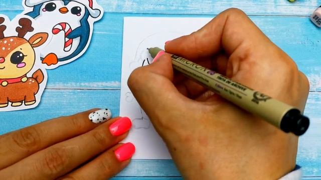 ?Новогодние Рисунки для Срисовки /как Сделать Наклейки смотреть онлайн