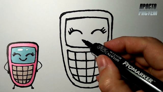 Как нарисовать КНОПОЧНЫЙ ТЕЛЕФОН ПРОСТО, Рисунки для детей и начинающих смотреть онлайн