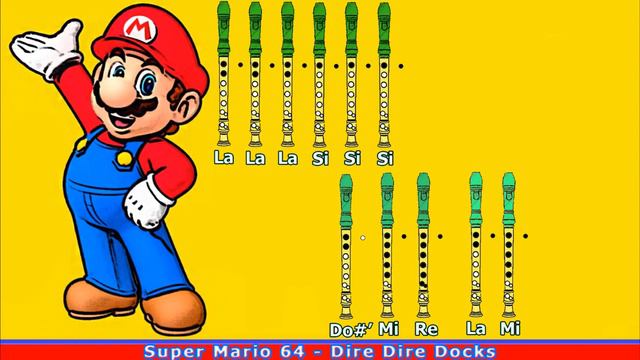 Super Mario 64 - Dire Dire Docks en Flauta Dulce con Notas смотреть онлайн
