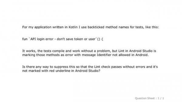 Android : Suppress "Identifier not allowed in Android"