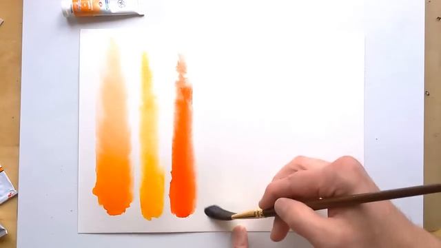 Акварельные краски. Кадмий оранжевый. смотреть онлайн