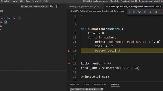 CS384 Python Programming Module 04 Functions Lec 10 Debugging Python in VSCODE смотреть онлайн