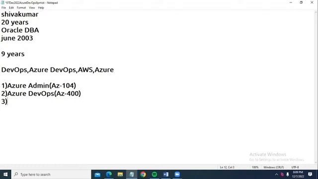 AZURE DEVOPS & AZURE Administration tutorial _ by Mr. Shiva Kumar Sir смотреть онлайн
