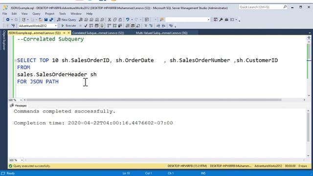 48 Format JSON Output using PATH & AUTO Mode Microsoft SQL Server смотреть онлайн