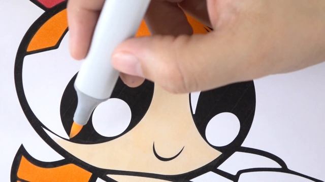 Coloring Powerpuff Girls PPG Blossom Coloring Page Copic Markers Rainbow Splash смотреть онлайн