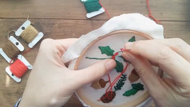 Christmas Embroidery Pattern Tutorial Satin stitch Fruit смотреть онлайн