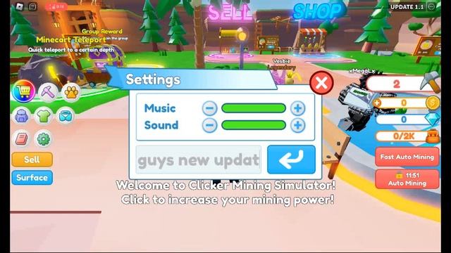 *NEW* UPDATE! COINS* CODES* [?NEW]Clicker Mining Simulator ROBLOX