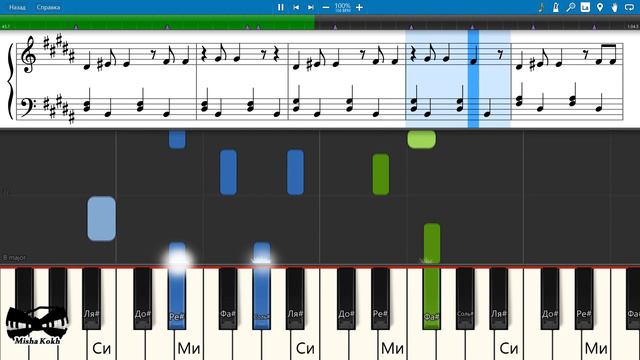 Kristina Si - Тебе не будет больно (на пианино Synthesia cover) Ноты и MIDI смотреть онлайн