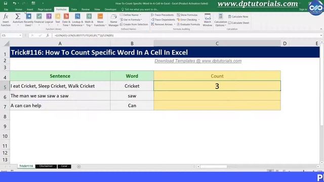 How To Count Specific Word In A Cell In Excel || Excel Tricks || dptutorials смотреть онлайн