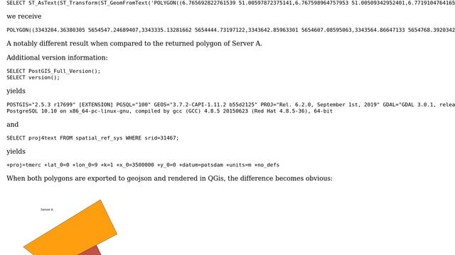 GIS: Different results for same transformation on different PostgreSQL/Postgis installations смотреть онлайн