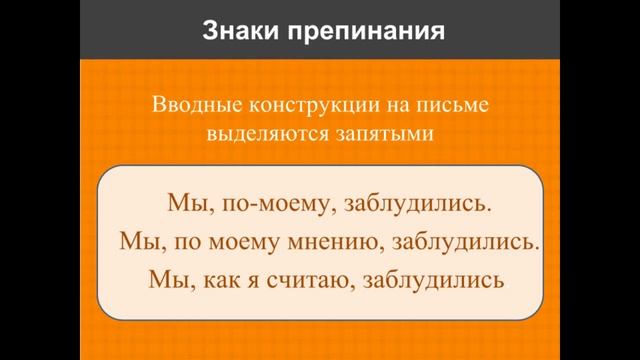 Вводные конструкции и знаки препинания при них смотреть онлайн