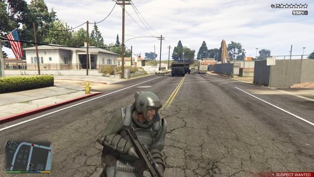 GTA 5 - Paleto Bay Juggernaut Suit Minigun Rampage + Six Star Escape