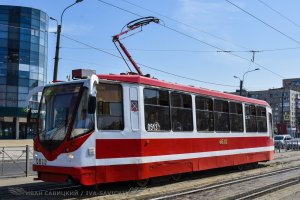 Редкие трамваи ЛМ-99АВН на 29 маршруте Петербурга