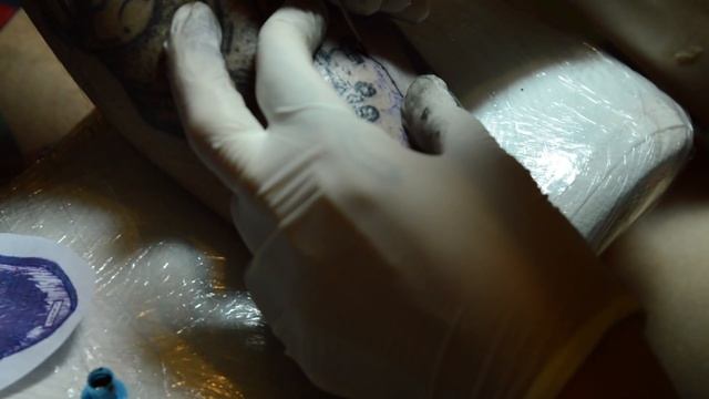 Hand Poke Tattoo.  Tattooing Process