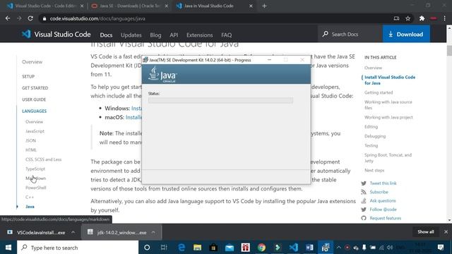 Setting Up Java in visual studio code(writing our first code) смотреть онлайн