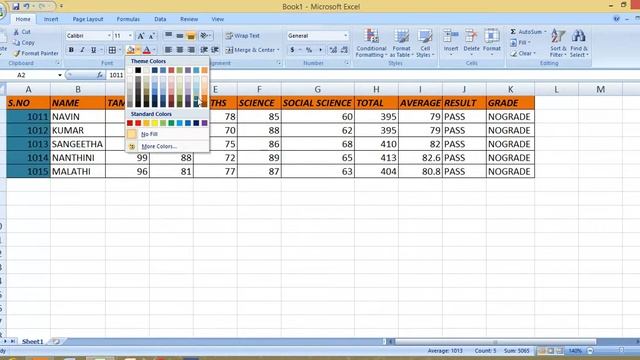 Microsoft office Excel -2007 Basic Student Mark List Class -5 смотреть онлайн