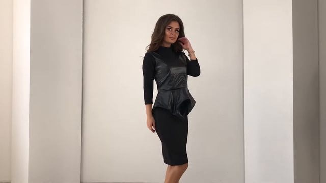 Черное силуэтное платье и майка из эко кожи смотреть онлайн