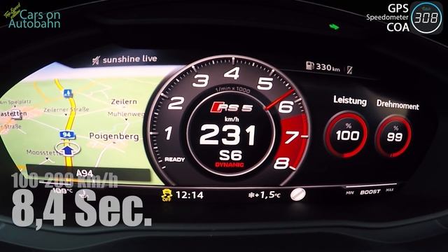 FAST! 2018 Audi RS5 0-290 kmh TOP SPEED Acceleration TEST