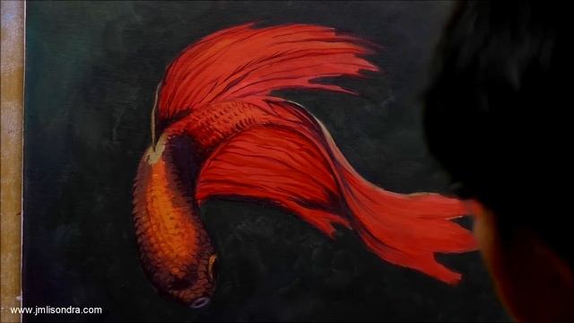 How to Paint Beta Fish in Acrylics / Time-lapse / JMLisondra смотреть онлайн