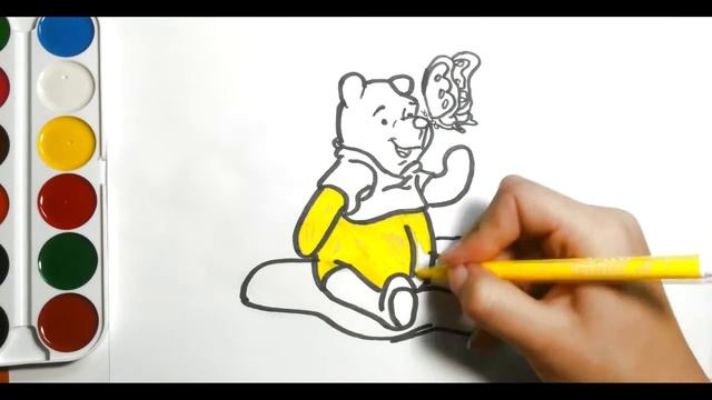 Рисуем и раскрашиваем смешного мишку,Виннипуха, для детей. Draw and paint a funny bear, for childre смотреть онлайн