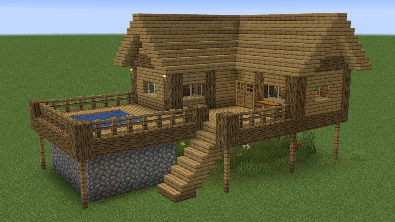 Майнкрафт - Как построить стартовый дом из дуба. Minecraft смотреть онлайн