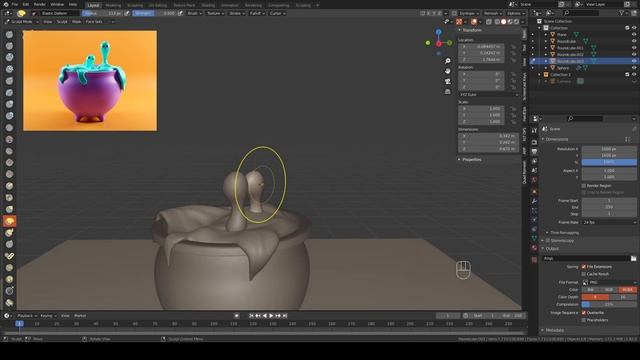 Создаем 3d иллюстрацию Котел в Blender 2.9 | Blender скульптинг