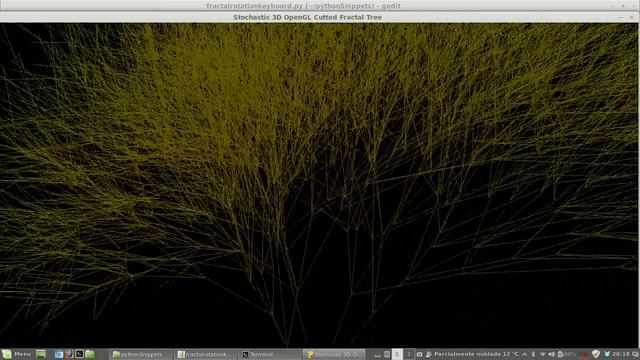 Stochastic 3D OpenGL Cutted Fractal Tree with Python смотреть онлайн