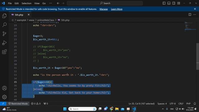 005 PHP Conditionals смотреть онлайн