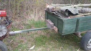Поездка за дровами на мотоблоке с переднем адаптером и прицепом на 1м3 дров. Прет как танк.
