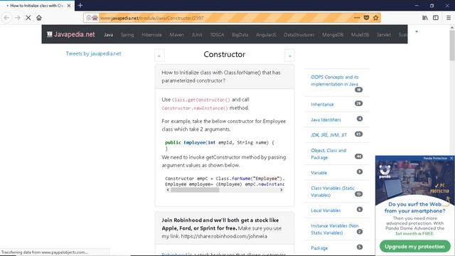 How to Initialize class with Class.forName() that has parameterized constructor?
| javapedia.net смотреть онлайн
