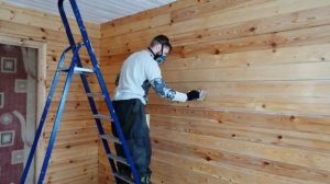 Покраска комнаты в доме из бруса бесцветным АКВАТЕКСОМ!