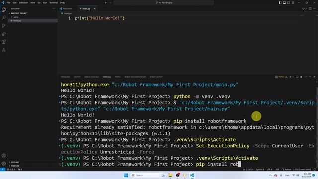 Install Robot Framework in a Virtual Environment | Vs Code смотреть онлайн