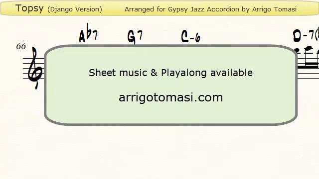 Topsy - Gypsy Jazz Accordion Sheet music смотреть онлайн