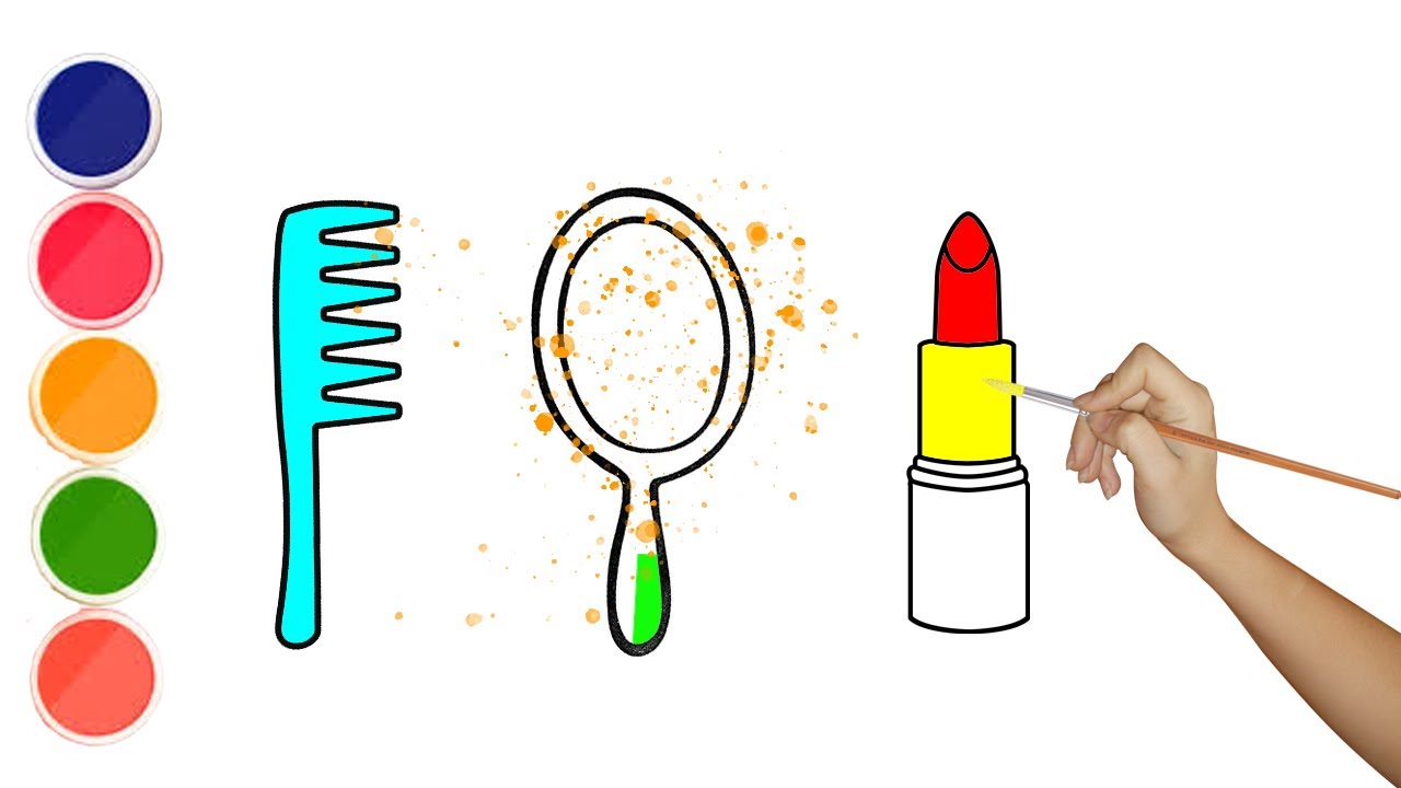 Как нарисовать легкий рисунок для детей / How to Draw a Mirror, a Comb and a Lipstick смотреть онлайн
