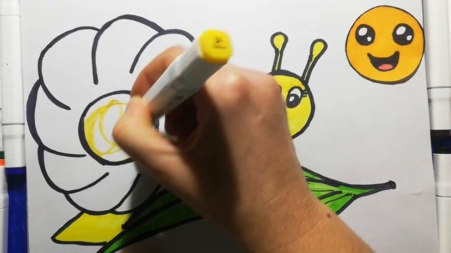 Как нарисовать Улитку маркерами . How To Draw a Snail with markers. смотреть онлайн