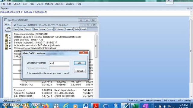 Generating series in eviews - generating log , returns, volatility and ex-ante series for forcast смотреть онлайн
