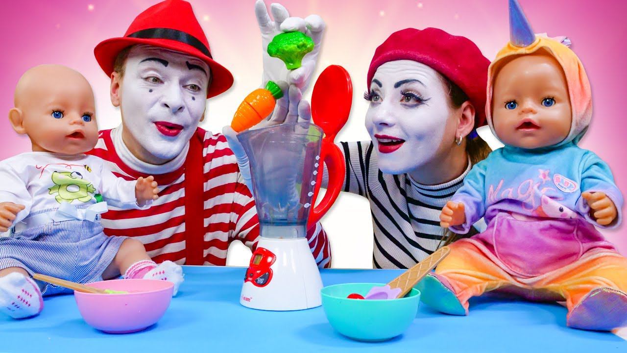 Куклы БЕБИ БОН и цветная Каша! - Смешные видео для детей. Игры дочки матери и мультики с Baby Born смотреть онлайн
