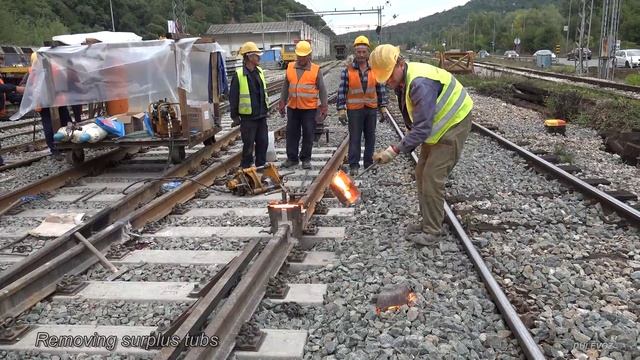 Rails Thermite Welding - Eruptions, Melt Squeezing And Grinding [4K]