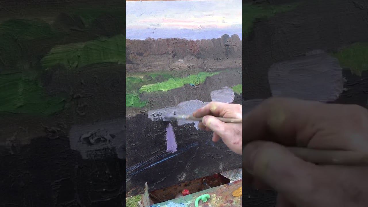 Чёрный холст, осенний пейзаж. смотреть онлайн