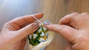 Тапочки тунисским вязанием 🌼+спицы💚