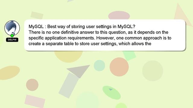 MySQL : Best way of storing user settings in MySQL? смотреть онлайн