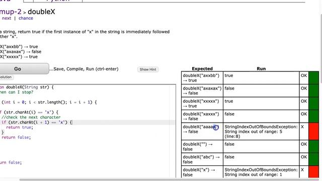 Codingbat - doubleX (Java) смотреть онлайн