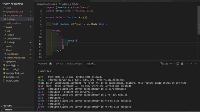 Popup Ad using useState and Ternary Operator (Next.js 13) смотреть онлайн
