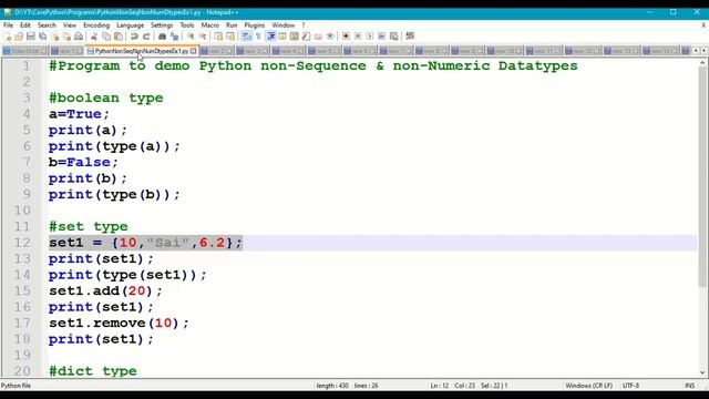 Python Non Numeric Datatypes || Python Non Sequence Datatypes || Python Python bool, set, dict ||#1 смотреть онлайн