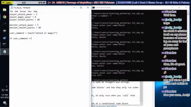 [Intro to Python] Ep. 1: We make a simple RPG w/ Undead_Kaiju! смотреть онлайн