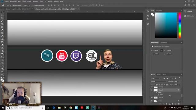 YouTube Kanal Banner mit Photoshop erstellen für Anfänger | Tutorial | Ocomic смотреть онлайн