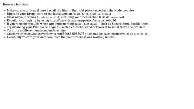 Drupal: How to fix 'Call to undefined function node_load() in menu.inc' fatal PHP error? смотреть онлайн