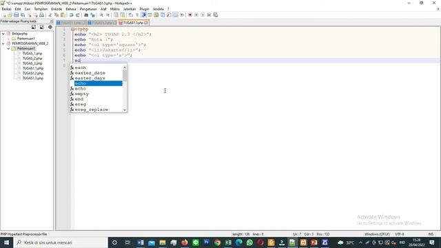MEMBUAT TAG LIST DI PEMROGRAMAN PHP || PENOMORAN (ORDERED LIST) смотреть онлайн