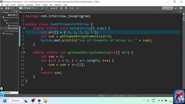 Java Program To Find Sum of Elements in Array Without Recursion смотреть онлайн