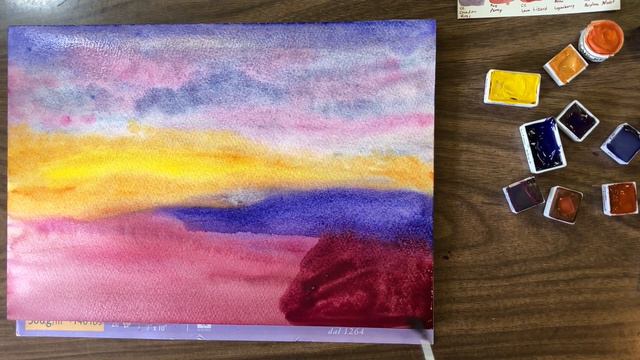 Fun Sky & a Pink Beach Watercolor- Paint Your Style Challenge смотреть онлайн